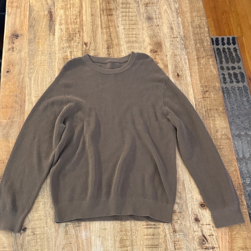 Rag and Bone 100% cotton knit men’s  Crew neck Sweater Taupe olive brown Large